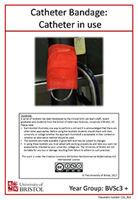 Clinical skills instruction booklet cover page, catheter in